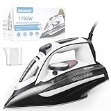 IRONDAY Steam Iron for Clothes 20s Fast Heat-up,1700W Iron with 14.07oz Large Water Tank,Non-Stick Ceramic Soleplate, Anti-Drip, Auto-Off, Burst Steam, Self-Cleaning, Ironing Clothes for Home, Grey
