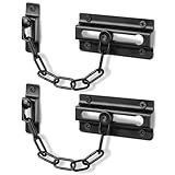 Fitoon 2 Pack Door Chain Lock Black, Security Door Chain for Inside Door, Premium Thickened Chain Door Lock with 12 Screws