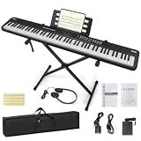 Digital Piano 88 Key Full Size Semi Weighted Electronic Keyboard Piano Set with Stand,Built-In Speakers,Electric Piano Keyboard with Sustain Pedal,Bluetooth,MIDI/USB/MP3 for Beginners Adults