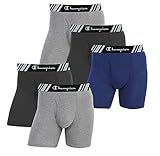 Champion Men's Boxer Briefs All Day Comfort No Ride Up Double Dry X-Temp 5 Pack (Black - Navy - Grey, Medium)