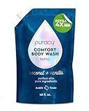 Puracy Body Wash Refill, Natural Body Wash, 98.6% Pure Plant Ingredients, Moisturizing Shower Gel for Women Men Kids, Body Soap for Dry Sensitive Skin. Gently Scented with Coconut & Vanilla, 48 Ounce