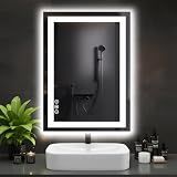 DUMOS 24.1"x32.1" LED Bathroom Mirror, Smart Anti-Fog Bathroom Vanity Mirror with Front Light & Backlit, 3 Color Temperatures, Dimmable, Memory Function