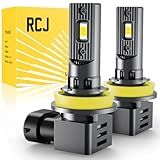 RCJ H11 LED Bulb, H8 H9 H16 Fog Bulbs 100W 30000LM Super Bright with Cooling Fan, Cool White Fog Lights, Plug and Play, Pack of 2