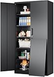 SISESOL Wide & Deep Metal Storage Cabinet with 2 Doors and 6 Shelves,72x36x18 Garage Storage Cabinet,Tall Black Locking Metal Cabinets with Lock,Steel Locked Cabinets for Home,Office,Garage,School