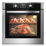 Zomagas Wall Ovens 24 Inch Electric 3220W,2.8 Cu.Ft Single Wall Oven with 3-Key Digital Control,for Precise Baking,360° Rotisserie, 9 Functions & Easy-Clean Enamel Cavity for restaurant, and home