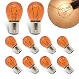 Zikefest 10PCS 1157 Bulb, Tail High and Low Brake Light Bulb, P21/5W S25 2057 2357 7528 BAY15D Light Bulb, Turn Signal Light Bulb Replacement, Universal Halogen Brake Tail Light Parking Light (Amber)