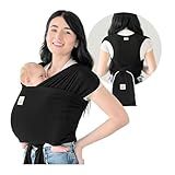 KeaBabies Baby Wrap Carrier Ring Sling - Easy to Wear, Adjustable D-Lite Baby Carrier Newborn to Toddler, Infant Carrying Shirt, Hands Free Bonding, Breathable Fabric Wearing Wrap (Trendy Black)