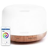 ASAKUKI Smart Wi-Fi Essential Oil Diffuser, App and Voice Control Compatible with Alexa, 500ml Aromatherapy Humidifier for Relaxing Atmosphere in Home Office Bedroom, Gift for Mom (Light Brown)