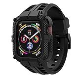 T-ENGINE Rugged Watch band Compatible with Apple Watch Series 9 Band for 45mm 44mm 42mm SE 9/8/7/6/5/4/3 for Men (45mm/44mm/42mm, Black)