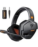 NUBWO Wireless Gaming Headset with Mic for Ps5 Ps4 PC, Zero Interference, 100-Hour Battery All-Day Play, 23ms Sync​ for Fortnite & Call of Duty/FPS Gamers, Triple Mode All Devices Compatible - Orange