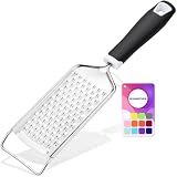 Rainspire Professional Cheese Graters for Kitchen Stainless Steel Handheld, Metal Lemon Zester Grater With Handle For Cheese, Chocolate, Spices, Kitchen Gadgets And Tools, Soft Grip Handle, Black