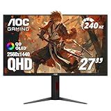 AOC 27 Inch OLED Gaming Monitor (QD-OLED), 1440p QHD 2560x1440, 240Hz, 0.03ms, HDMI 2.1, G-SYNC Compatible, HDR True Black, Height Adjustable Stand, USB Hub, Q27GAZDV