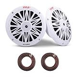 Pyle 6.5 Inch Dual Marine Speakers - 2 Way Waterproof and Weather Resistant Outdoor Audio Stereo Sound System with 200 Watt Power, Poly Carbon Cone and Butyl Rubber Surround - 1 Pair (White)