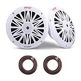Pyle 6.5 Inch Dual Marine Speakers - 2 Way Waterproof and Weather Resistant Outdoor Audio Stereo Sound System with 200 Watt Power, Poly Carbon Cone and Butyl Rubber Surround - 1 Pair (White)
