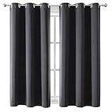 ChrisDowa Grommet Blackout Curtains for Bedroom and Living Room - 2 Panels Set Thermal Insulated Room Darkening Curtains (Dark Grey, 42 x 63 Inch)
