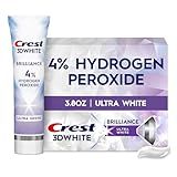 Crest 3D White Brilliance Pro Ultra White Teeth Whitening Toothpaste, 3.8 oz, Anticavity Fluoride Toothpaste, 4% Hydrogen Peroxide, Active Whitening Protection