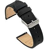 Benchmark Leather Watch Band - Crazy Horse Leather Watch Straps for Men & Women - Quick Release Spring Bars - (Black, 20mm)