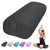 TokSay Yoga Bolster Pillow for Restorative & Yin Yoga - Meditation Pillow with Velvet Cover - Rectangular (Black)
