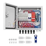 VEVOR 6 String PV Combiner Box, Metal Solar Combiner Box with 15A Rated Current Fuse & 125A Circuit Breaker for On/Off Grid Solar Panel System, IP65