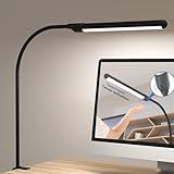 MYPLUS LED Desk Lamp with Hand Wave Sensor, 5 Color Temperatures 2700K-6500K, Touchless Dimming, 360° Adjustable Gooseneck, Clamp Table Lamp, 110V