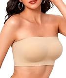 Strapless Bra for Women Fixed Pads Wireless Bandeau Bra Non-Slip Tube Tops