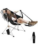 KingCamp Hammock Chair with Footrest, Swinging Portable Folding Camping Chairs for Adults MAX 440lbs Heavy Duty Foldable Oversized Rocker with Cup Holder Pillow for Outdoor Beach Patio Sport Lawn