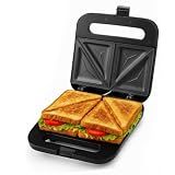 OVENTE Electric Sandwich Maker, 750W Non-Stick Plates, Black GPS401B