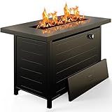 Ciays 42-Inch Gas Fire Pit Table, 60,000 BTU Propane Fire Pit with Steel Lid & Lava Rock – 2 in 1 Fire Pit Table, CSA-Listed, Adds Warmth to Gatherings & Parties on Patio, Deck & Garden, Black
