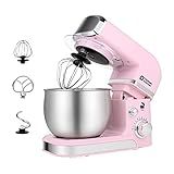 Kitchen in the box Stand Mixer,3.2Qt Small Electric Food Mixer,6 Speeds Portable Lightweight Kitchen Mixer for Daily Use with Egg Whisk,Dough Hook,Flat Beater (Pink)