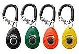HoAoOo Pet Training Clicker with Wrist Strap - Dog Training Clickers for Puppy, Cat, Potty, Bird, Horse, Pet, Trainer Training Tools, Behavior Aids (Black +Deep Green + Tangerine + Yellow)