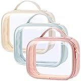 PACKISM TSA Approved Toiletry Bag, 3 Pack Clear Makeup Bags with Handle Large Opening, Clear Toiletry Bags Fit Carry-on Travel Essentials, Quart-sized Travel Bags for Toiletries, Multicolor
