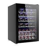 EUHOMY 45 Bottle Wine Cooler Refrigerator, Small Built-in Wine Fridge for Red, White and Champagne, 4.5 Cu.ft Mini Fridge with Adjust Temperature, Black