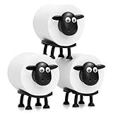 VELENTI Sheep Toilet Roll Holder, Free Standing Bathroom Set, 3D Printed, Funny Hilarious Black Sheep Loo Roll Holder, Tissue Paper Storage, Cute Bathroom Decor, X3, Set of 3