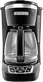 BLACK+DECKER 12-Cup Digital Coffee Maker, Programmable, Washable Basket Filter, Sneak-A-Cup, Auto Brew, Water Window, Keep Hot Plate, Black