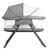 Baby Delight Slumber Deluxe Rocking Bassinet, Portable Baby Bassinet, Removable Canopy, Charcoal Tweed