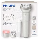 Philips Beauty Set - All-in-One Set for Body and Face, Cordless Wet and Dry Use, for Hair Removal, Body and Skincare, Epilator with 7 Accessories, Model BRE738/00