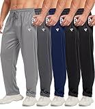 5 Pack Mens Sweatpants Open Bottom Joggers for Men with Zip Pockets Loose Fit Mesh Athletic Pants for Running,Casual(Black,Black,Dark Gray,Navy,Light Gray,2XL)