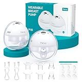Paruu Hands Free Breast Pump P16, Wearable Breast Pump Electirc Portable with 4 Modes & 12 Levels, Max 309mmHg Strong Suction 19/21/24mm Flange Inserts Wearable Breastfeeding Pump, 2 Pack White