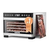 Cosori Food Dehydrator for Jerky, 176°F Temperature Control, 5 Stainless Steel Trays with 3.1 ft² Drying Space, 4 Presets, 48H Timer, for Dog Treats, Meat, Fruit, Veggies, Snacks, Bright-Silver