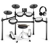 AODSK Electric Drum Set with Quiet Mesh Pads,Electronic Drum for Beginner,USB MIDI,Throne,Headphones,Sticks, Included 15 Kits and 195 Sounds (AED-403-Teenagers Beginners)