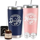 New Parents Gifts for Couples Mom and Dad Gifts Tumblers Set with Candle