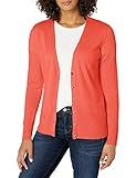 Amazon Essentials Women's Lightweight V-Neck Cardigan Sweater (Available in Plus Size), Coral Pink, X-Large