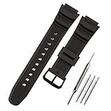 KHZBS Natural Resin Watch Band Replacement for Casio AE-1200 MRW-200H W-800H W-735H W-218 SGW-300 AEQ-110 Waterproof Rubber Watchband Strap Wristband 18mm