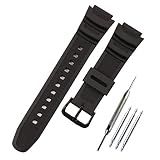 KHZBS Natural Resin Watch Band Replacement for Casio AE-1200 MRW-200H W-800H W-735H W-218 SGW-300 AEQ-110 Waterproof Rubber Watchband Strap Wristband 18mm