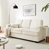 Couches for Living Room, 85” Cloud Couch in Soft Teddy Fleece, Removable Cover, Easy Assembly, Modern Sofa for Living Room/Bedroom/Office/Apartment, Beige