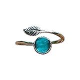 Bottled Up Designs Handmade Vintage Leaf Ring, Recycled Vintage Aqua Mason Jar, Sterling Silver, Eco Friendly, Made in USA, Birthday Gifts, Mothers Day, Women, Anniversary (Aqua)