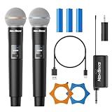 Wireless Microphone, Rechargeable Dual Cordless Handheld Dynamic Wireless Mics,NEWBAXS Karaoke Microphones with 1/4'' Output for Karaoke, Meeting, Singing, Church, Wedding