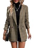 Mina Self Plaid Blazers Jackets for Women Fall Brown Chocolate Houndstooth