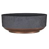 The HC Companies 8 Inch Round Plastic Succulent Capri Bowl 8"x8"x3" in Faux Concrete Color with Copper Band