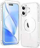 FNTCASE for iPhone 16 Case: Clear Magnetic Military Grade Drop Protection Anti Yellowing Slim Case - Rugged Shockproof Protective Transparent Cell Phone Cover (A-Clear)
